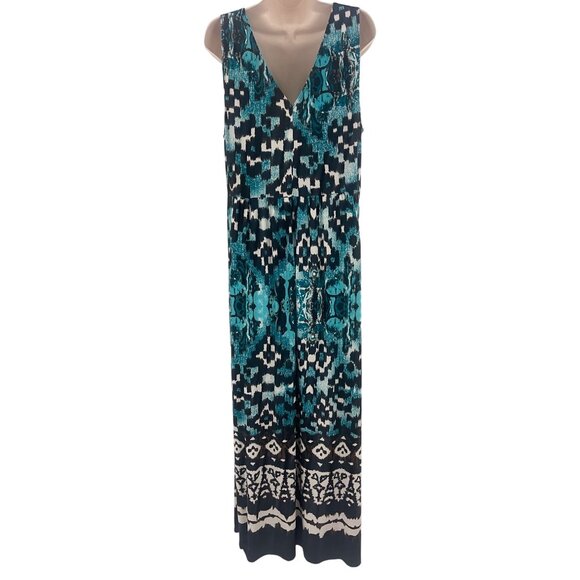 Elegant Black and Blue Patterned Maxi Dress - Picture 3 of 4